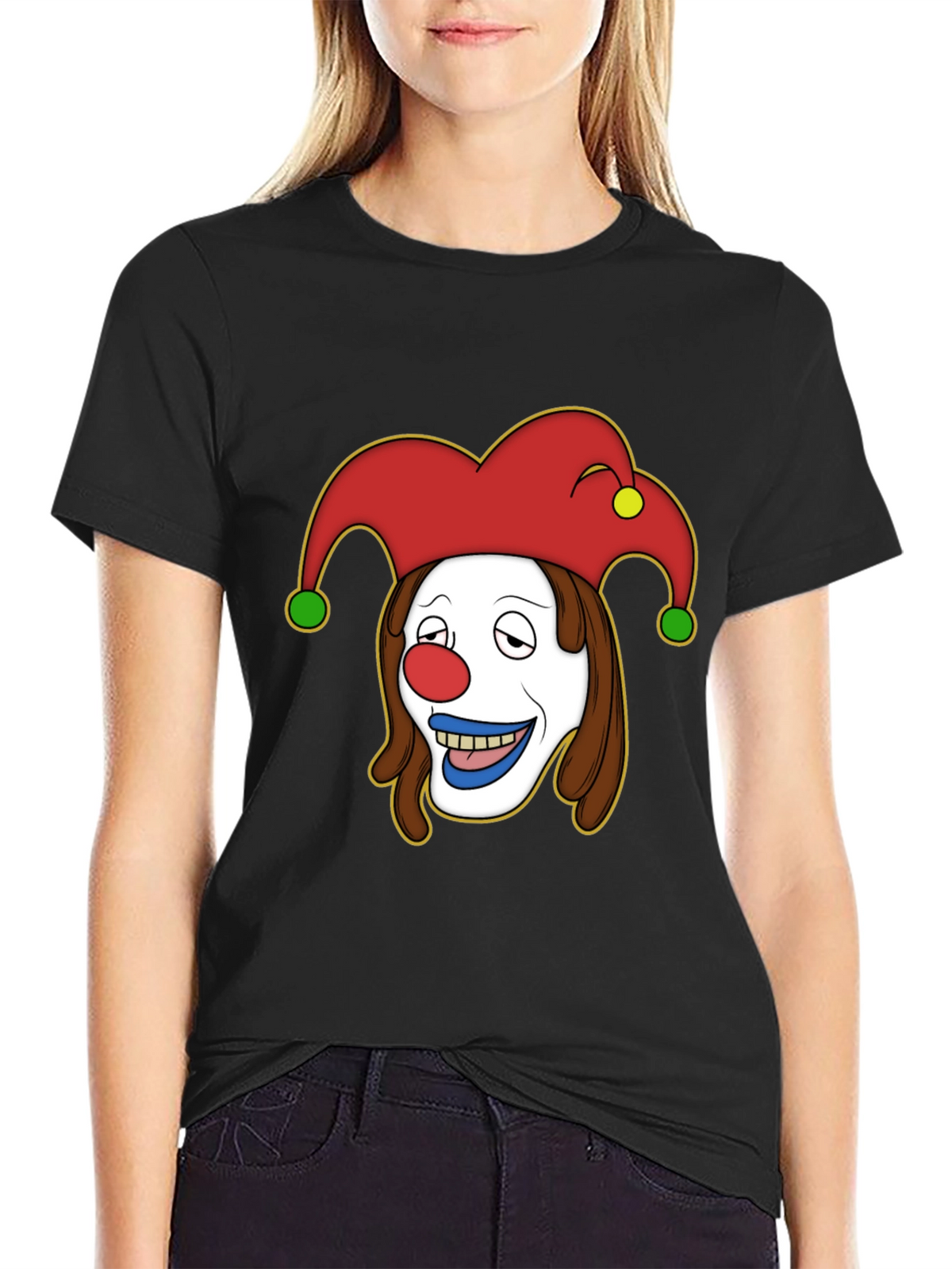 Clown Cartoon Graphic T-Shirt - Black
