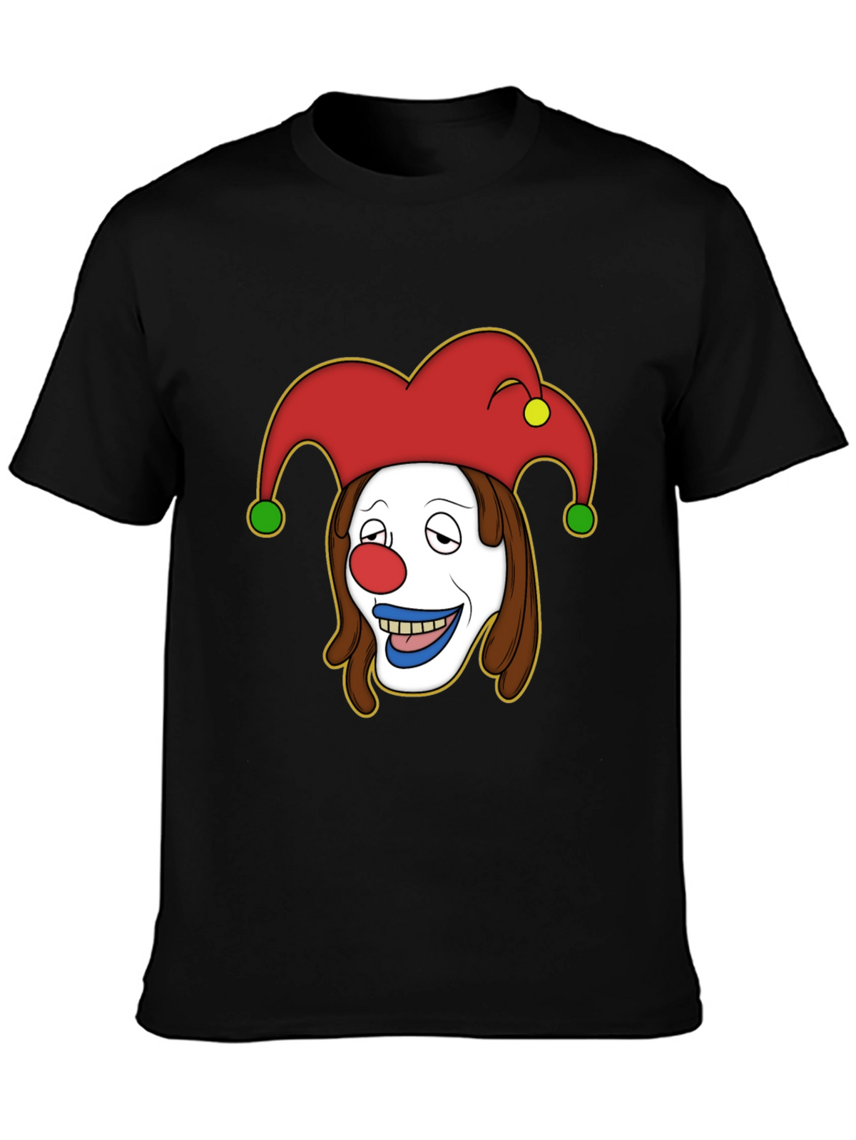 Clown Cartoon Graphic T-Shirt - Black