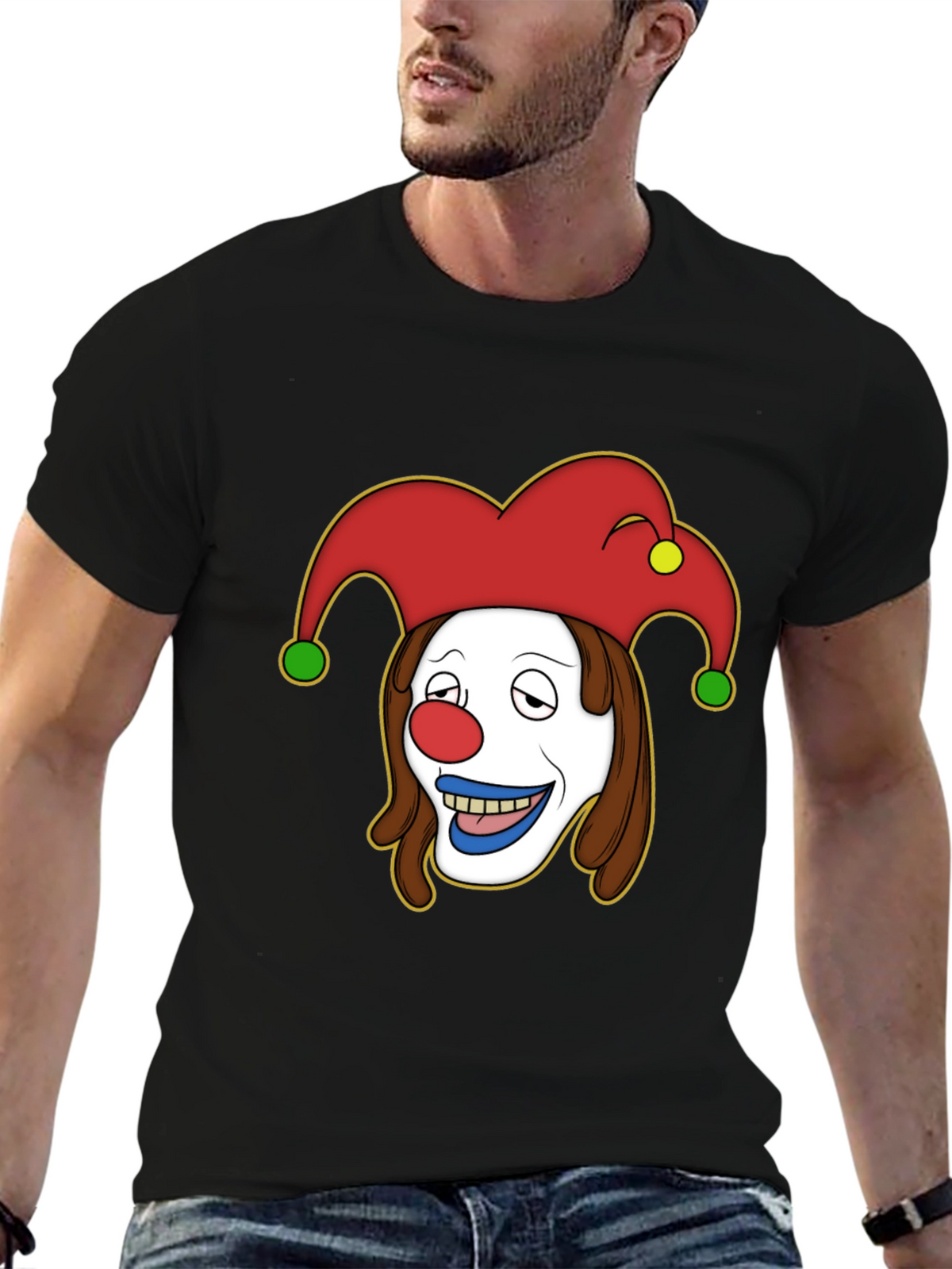 Clown Cartoon Graphic T-Shirt - Black