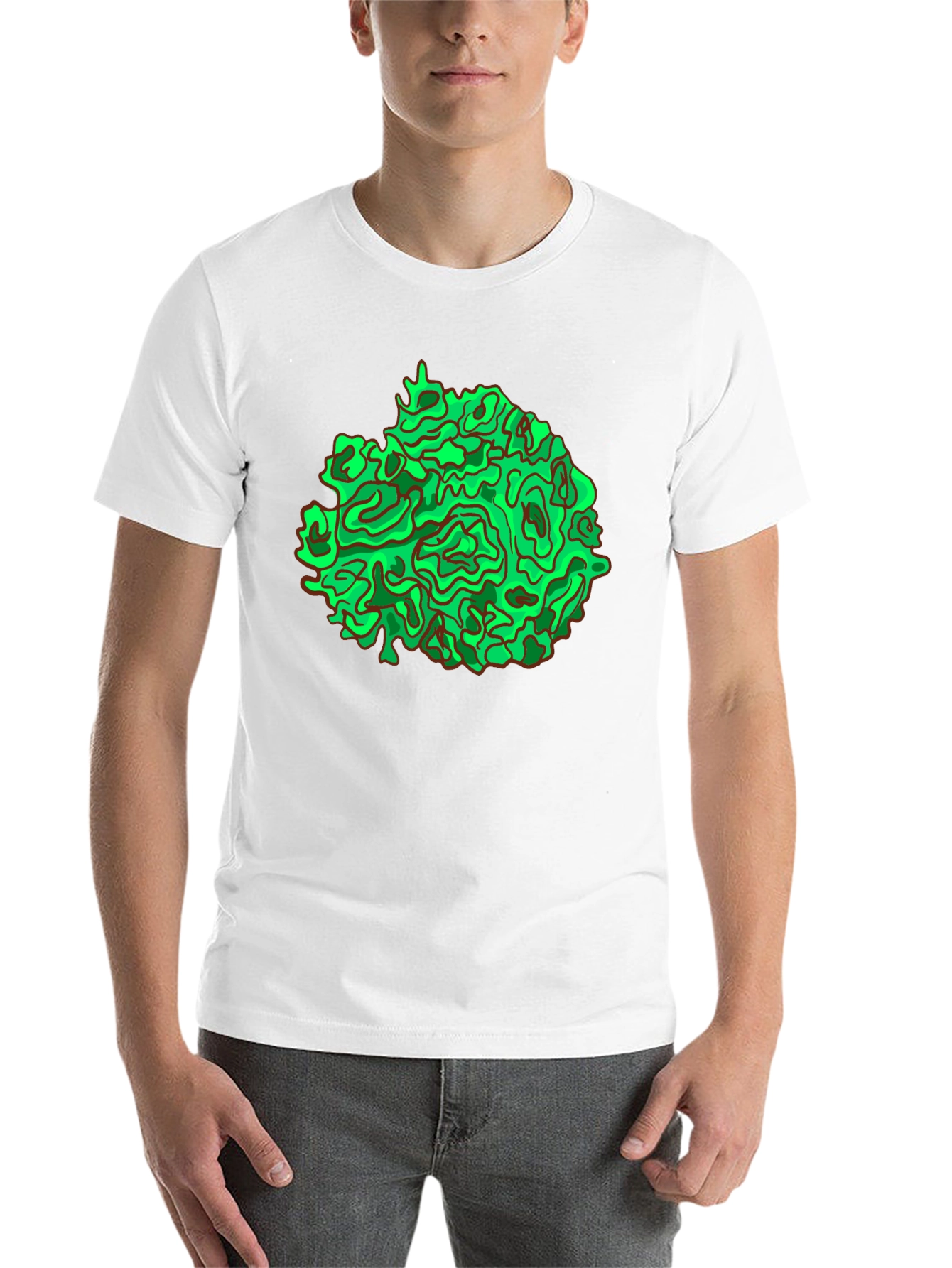 Abstract Green Graphic Black T-Shirt