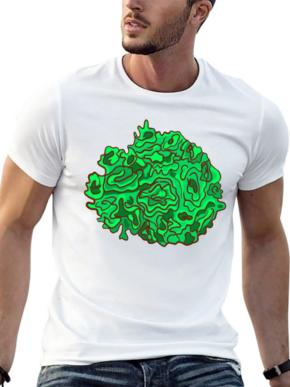 Abstract Green Graphic Black T-Shirt