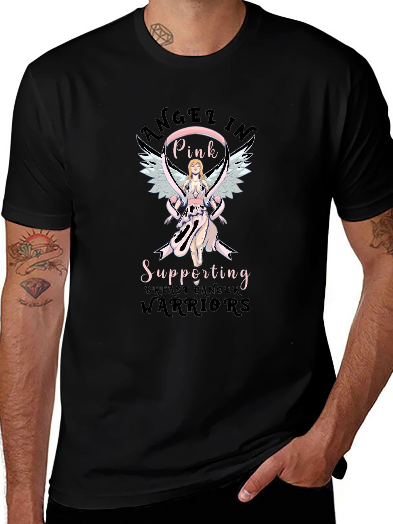 Breast Cancer Awareness Angel In Pink T-Shirt