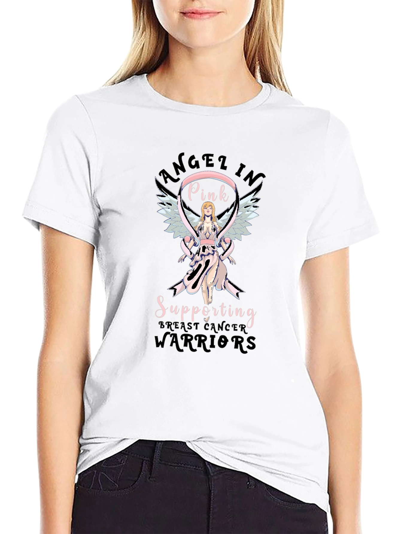 Breast Cancer Awareness Angel In Pink T-Shirt