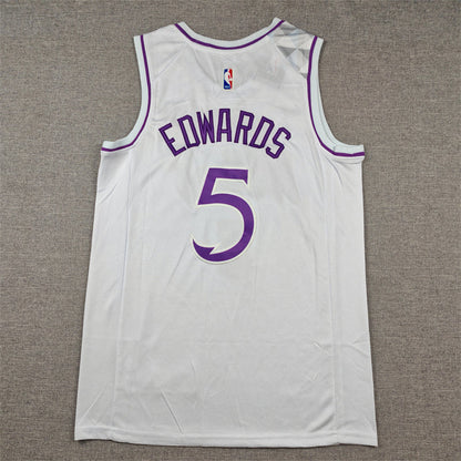 Men's Minnesota Timberwolves Anthony Edwards #5 White Swingman Player Jerseys