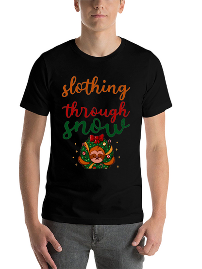 Slothing Through Snow Christmas Graphic Tee