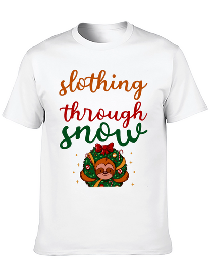 Slothing Through Snow Christmas Graphic Tee
