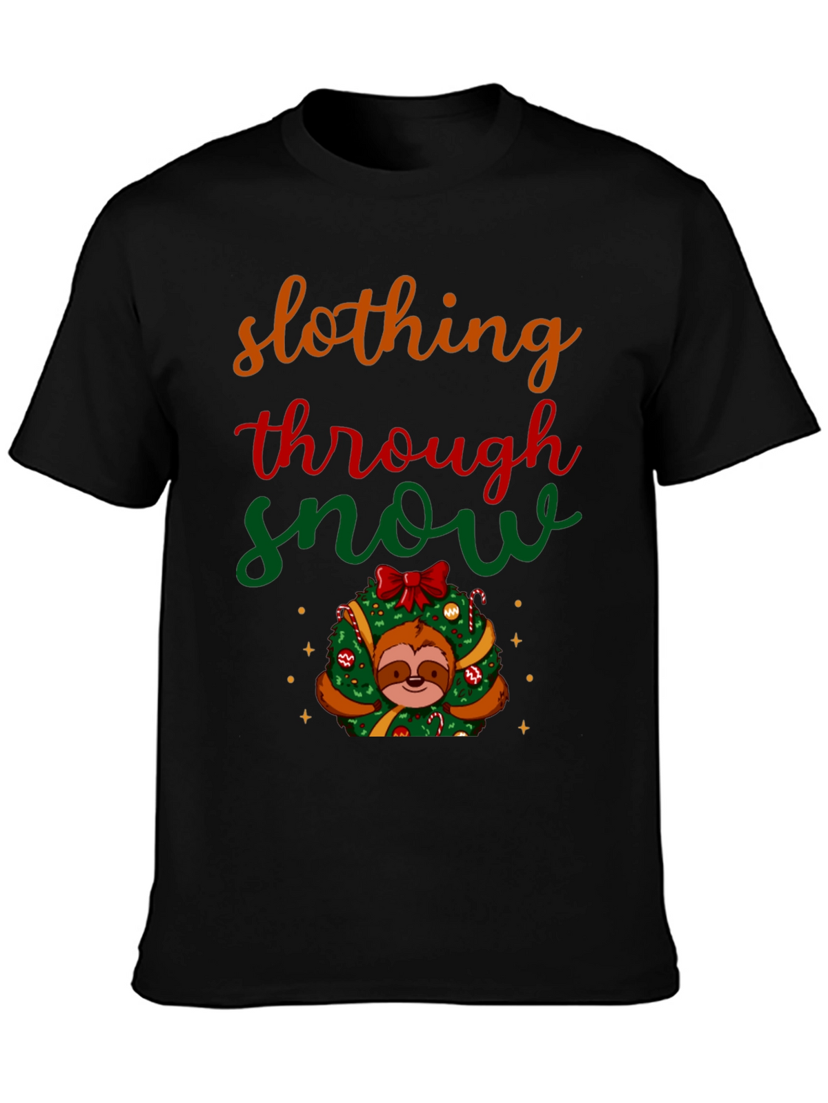 Slothing Through Snow Christmas Graphic Tee