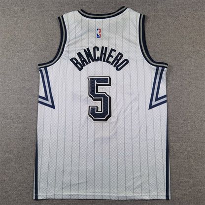 Men's Orlando Magic Paolo Banchero #5 Silver 2024/25 Swingman Player Jerseys - City Edition