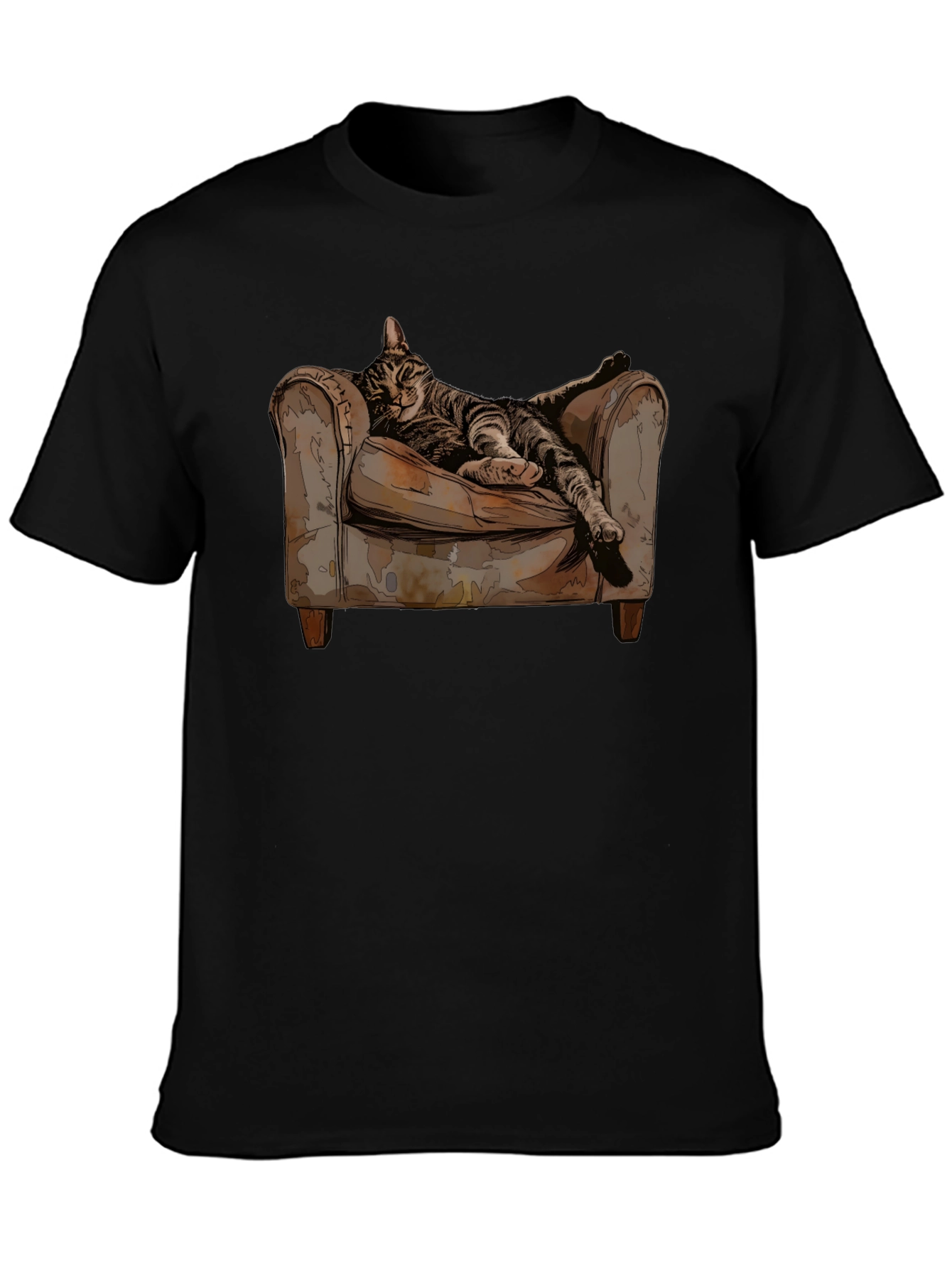 Relaxed Cat in Chair Graphic Tee