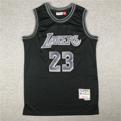 Men's Los Angeles Lakers LeBron James Black Hardwood Classics Swingman Jerseys