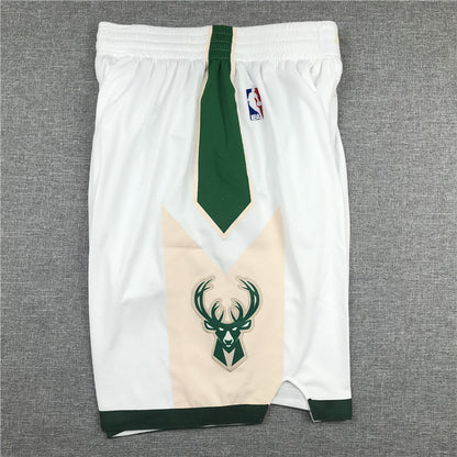 Men's Milwaukee Bucks White Basketball Shorts1