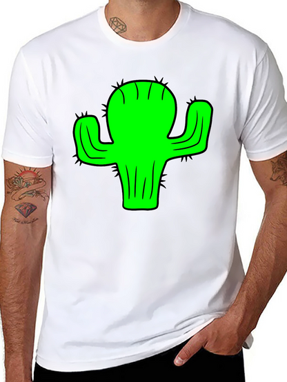 Green Cactus Graphic Black T-Shirt