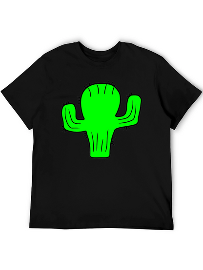 Green Cactus Graphic Black T-Shirt
