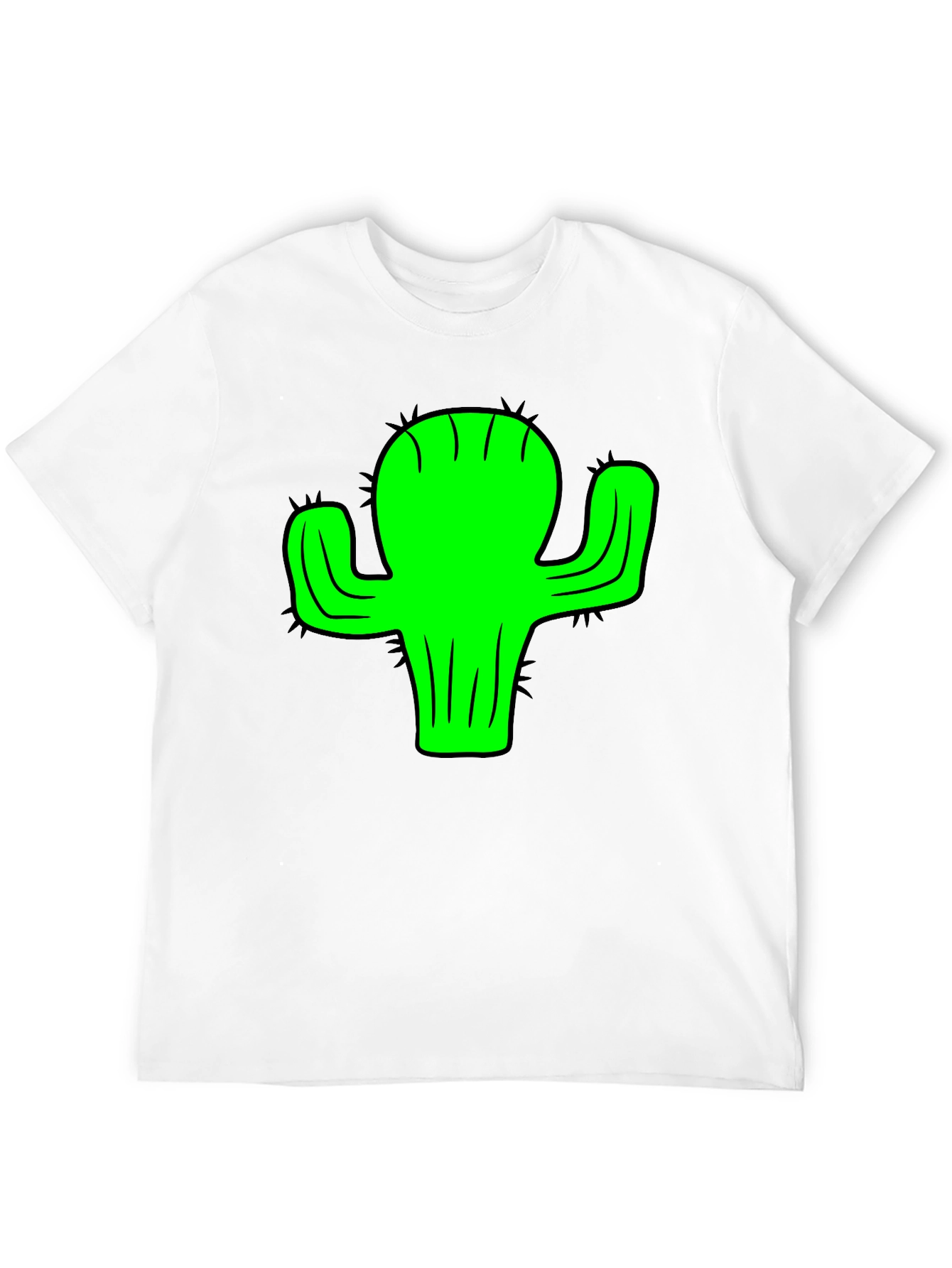 Green Cactus Graphic Black T-Shirt