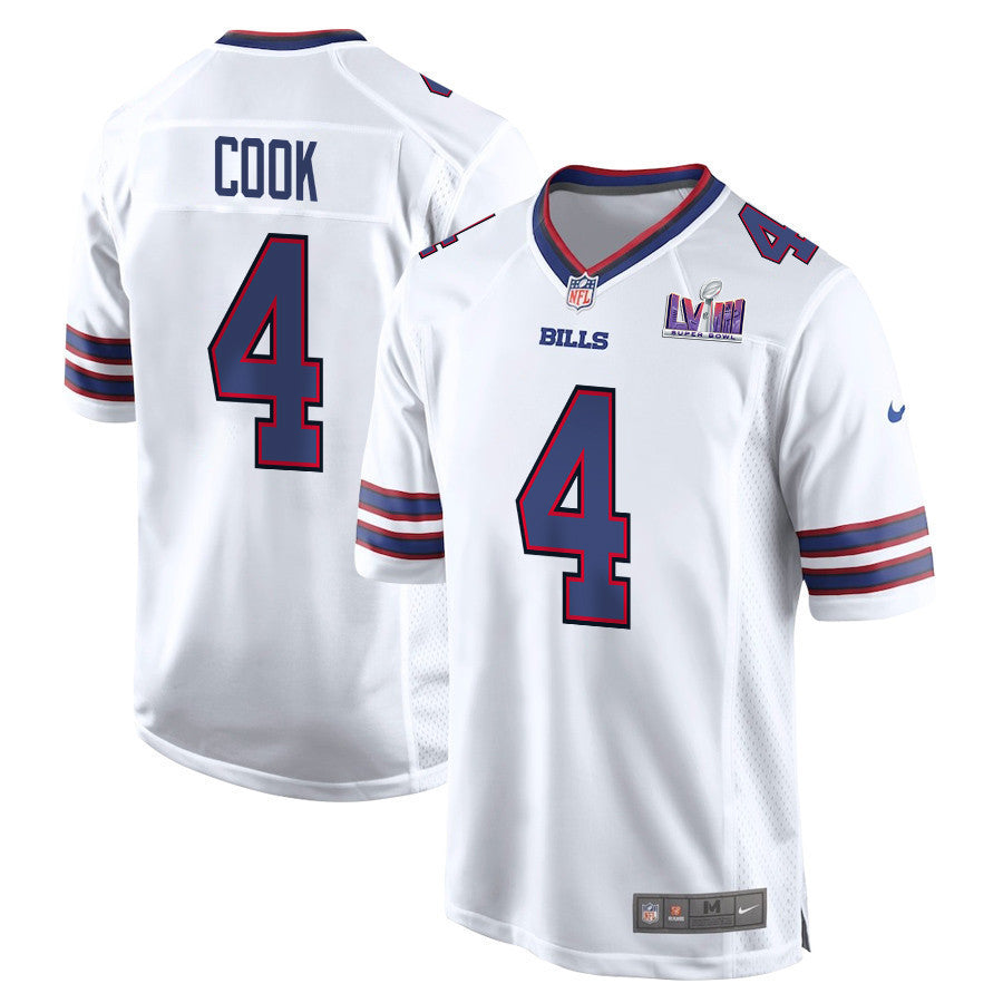 James Cook 4 Signed Buffalo Bills Super Bowl LVIII Game Men Jersey ??? White