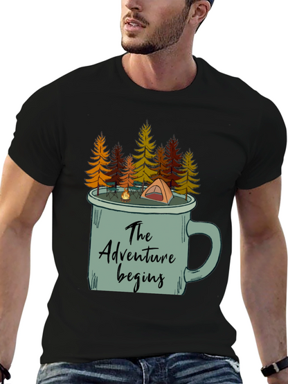 Adventure Begins Camping Mug T-Shirt