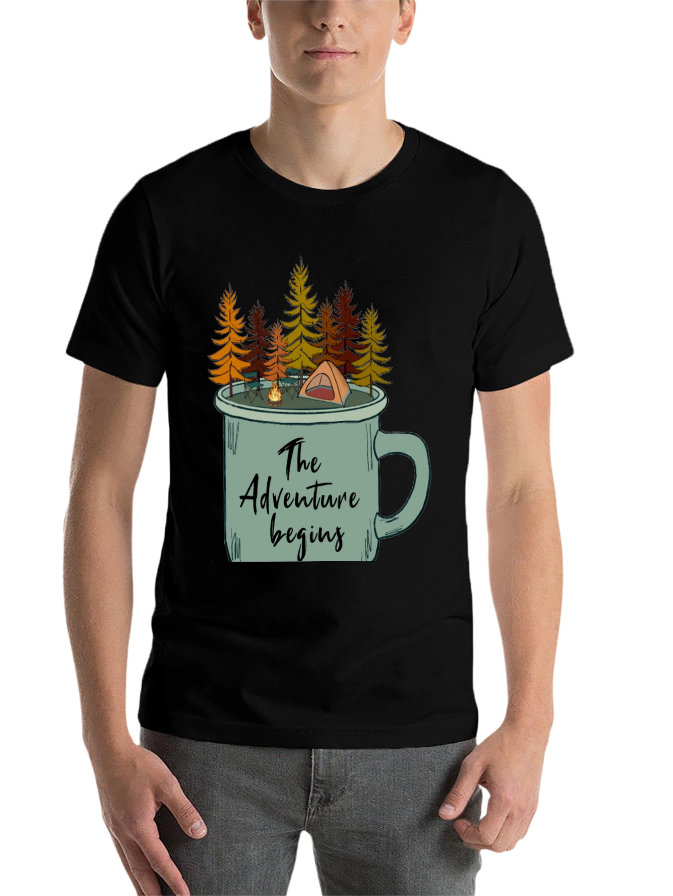 Adventure Begins Camping Mug T-Shirt