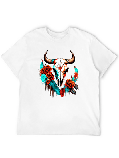 Skull & Roses Graphic Tee - Western Style