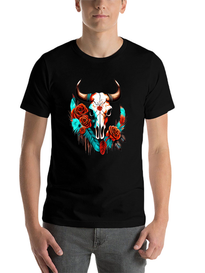 Skull & Roses Graphic Tee - Western Style