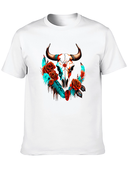 Skull & Roses Graphic Tee - Western Style