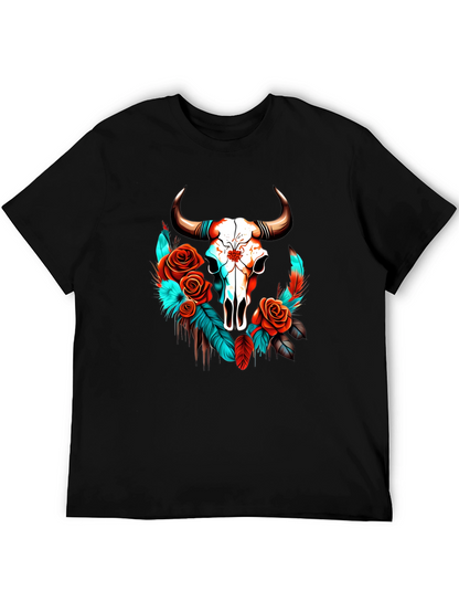 Skull & Roses Graphic Tee - Western Style