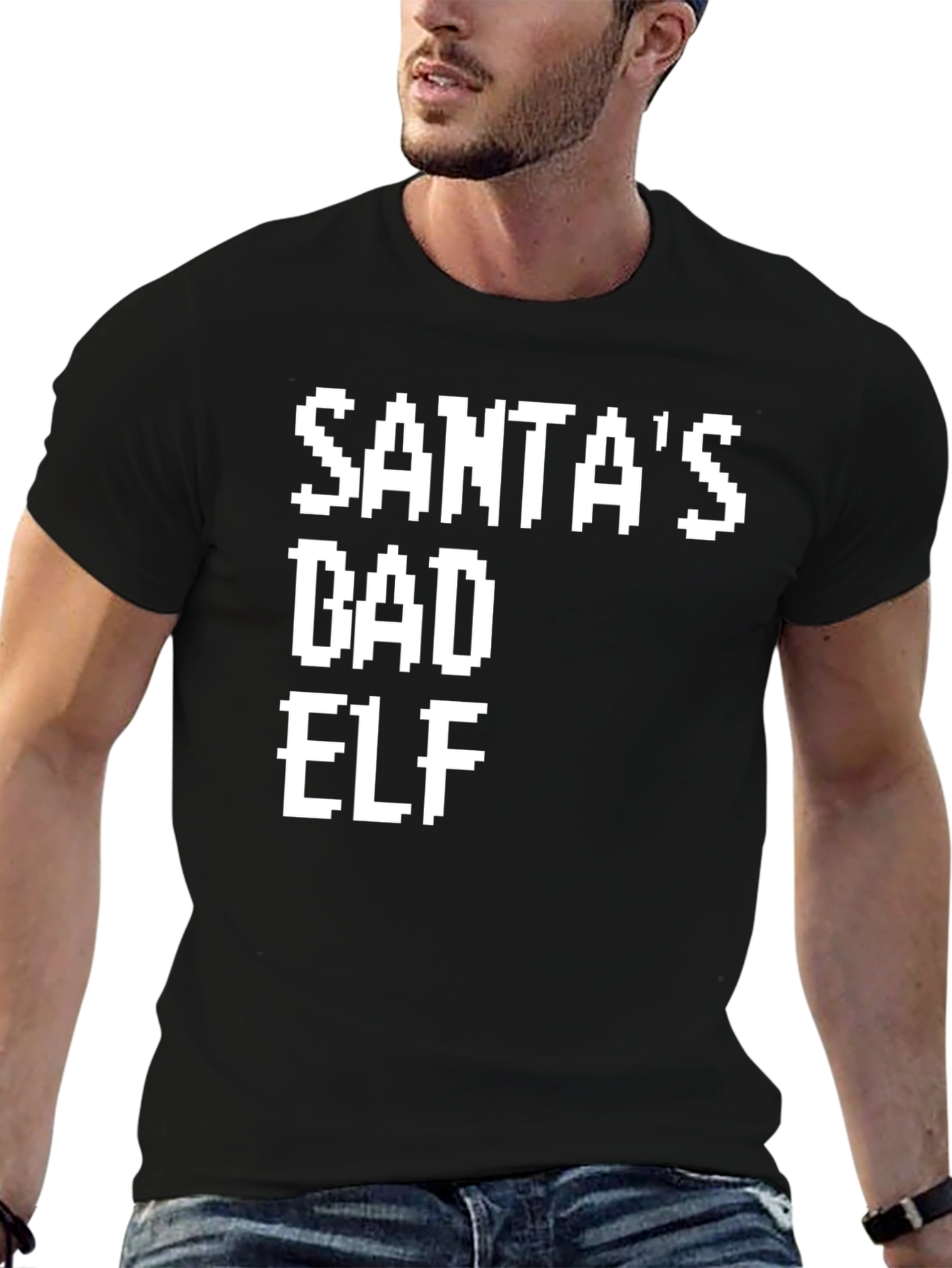 Santas Bad Elf Pixel Tee