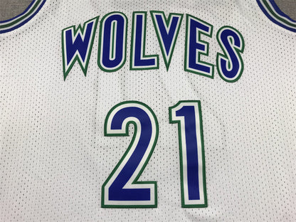 Men's Minnesota Timberwolves Kevin Garnett #21 White Hardwood Classics Swingman Jerseys