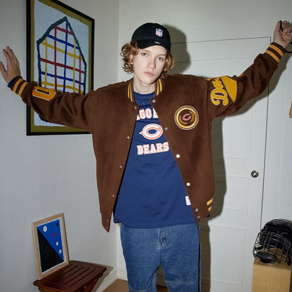 Chicago Bears American Vintage Jacket Brown Embroidered Coat