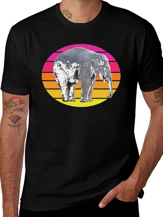 Retro Elephant Sunset Graphic T-Shirt