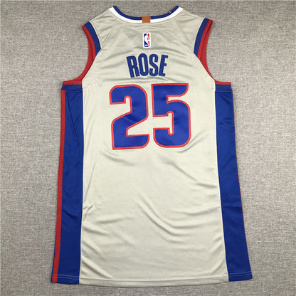 Men's Detroit Pistons Derrick Rose #25 Silver Swingman Jerseys