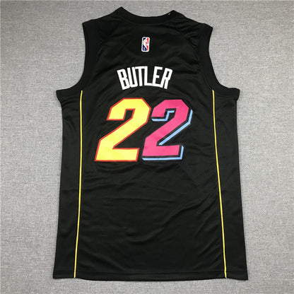 Men's Miami Heat Jimmy Butler #22 Black Swingman Player Jerseys - City Edition