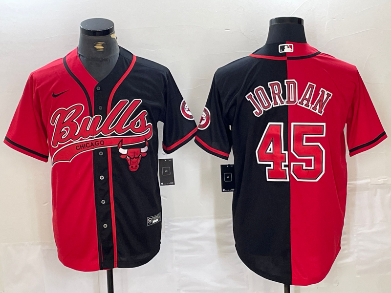 Men's Chicago Bulls Michael Jordan #45 Red/Black Replica Player Jersey