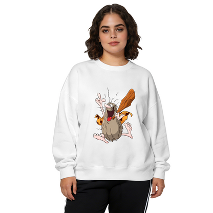 Funny Crazy Caveman Cartoon Character Crewneck Sweatshirt