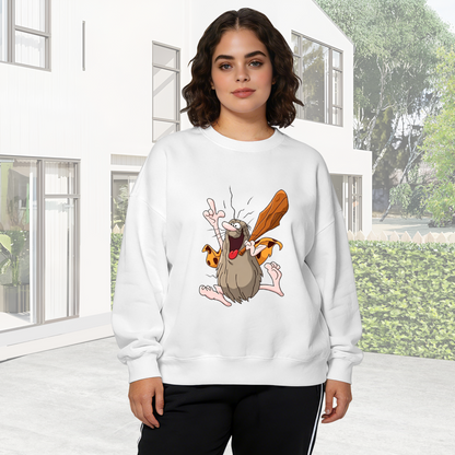 Funny Crazy Caveman Cartoon Character Crewneck Sweatshirt