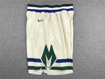 Men's Milwaukee Bucks White City Edition Basketball Shorts1