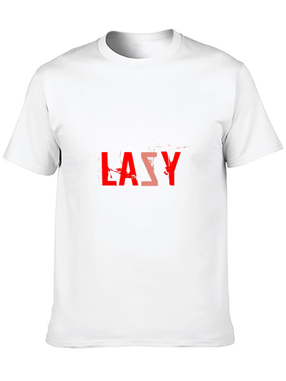 Lazy Graphic Tee - Black Cotton Blend Casual T-Shirt