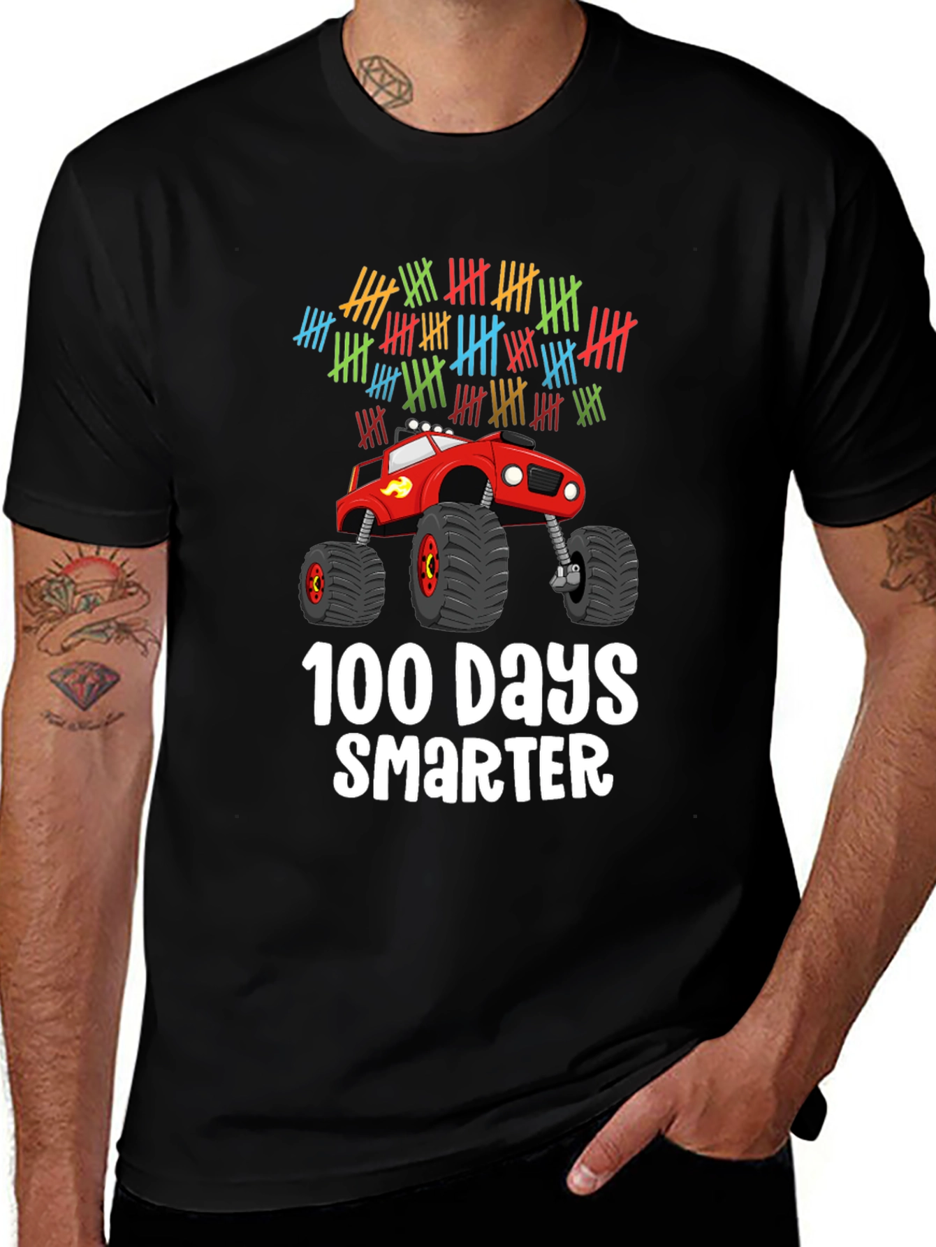 100 Days Smarter Monster Truck T-Shirt