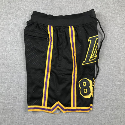 Men's Los Angeles Lakers #8-24 Black Pocket Shorts1