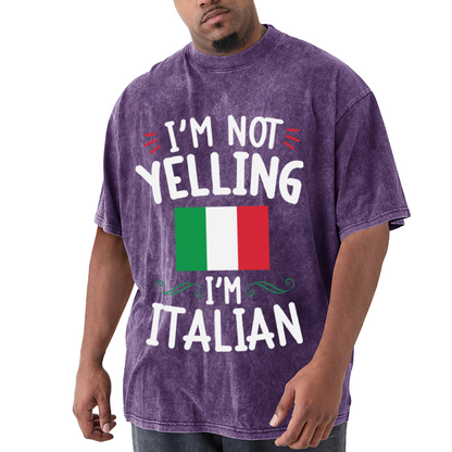 I'm Not Yelling I'm Italian Italy Flag Funny Vintage T-Shirt