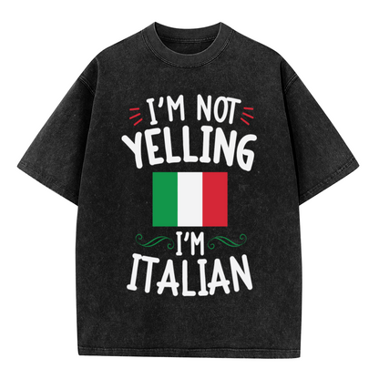 I'm Not Yelling I'm Italian Italy Flag Funny Vintage T-Shirt