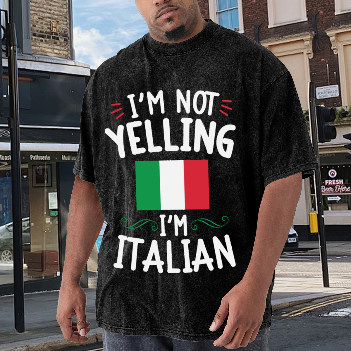I'm Not Yelling I'm Italian Italy Flag Funny Vintage T-Shirt