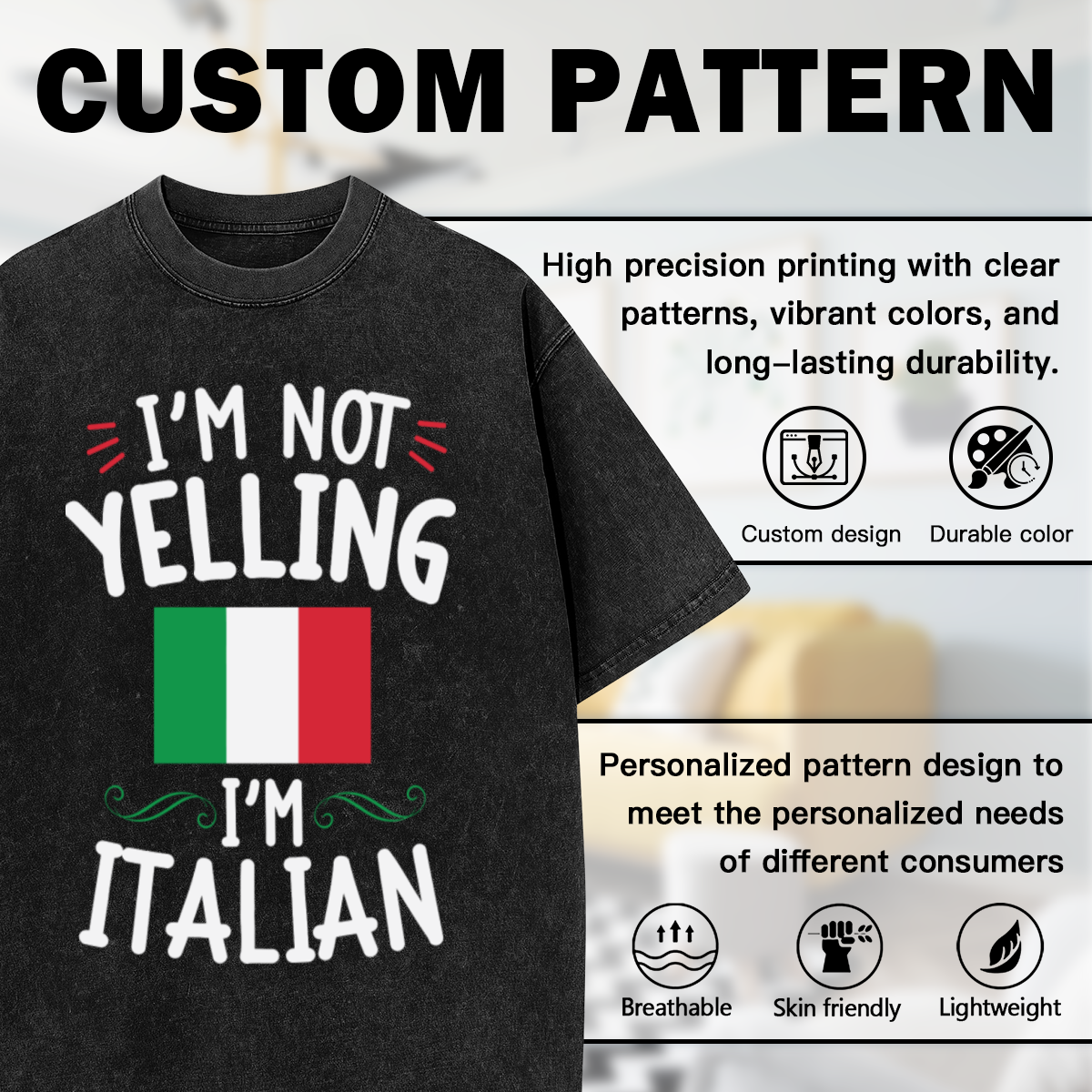 I'm Not Yelling I'm Italian Italy Flag Funny Vintage T-Shirt