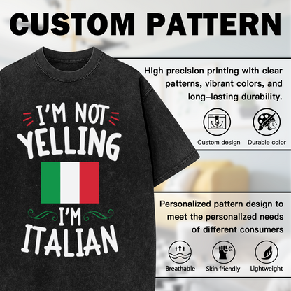 I'm Not Yelling I'm Italian Italy Flag Funny Vintage T-Shirt