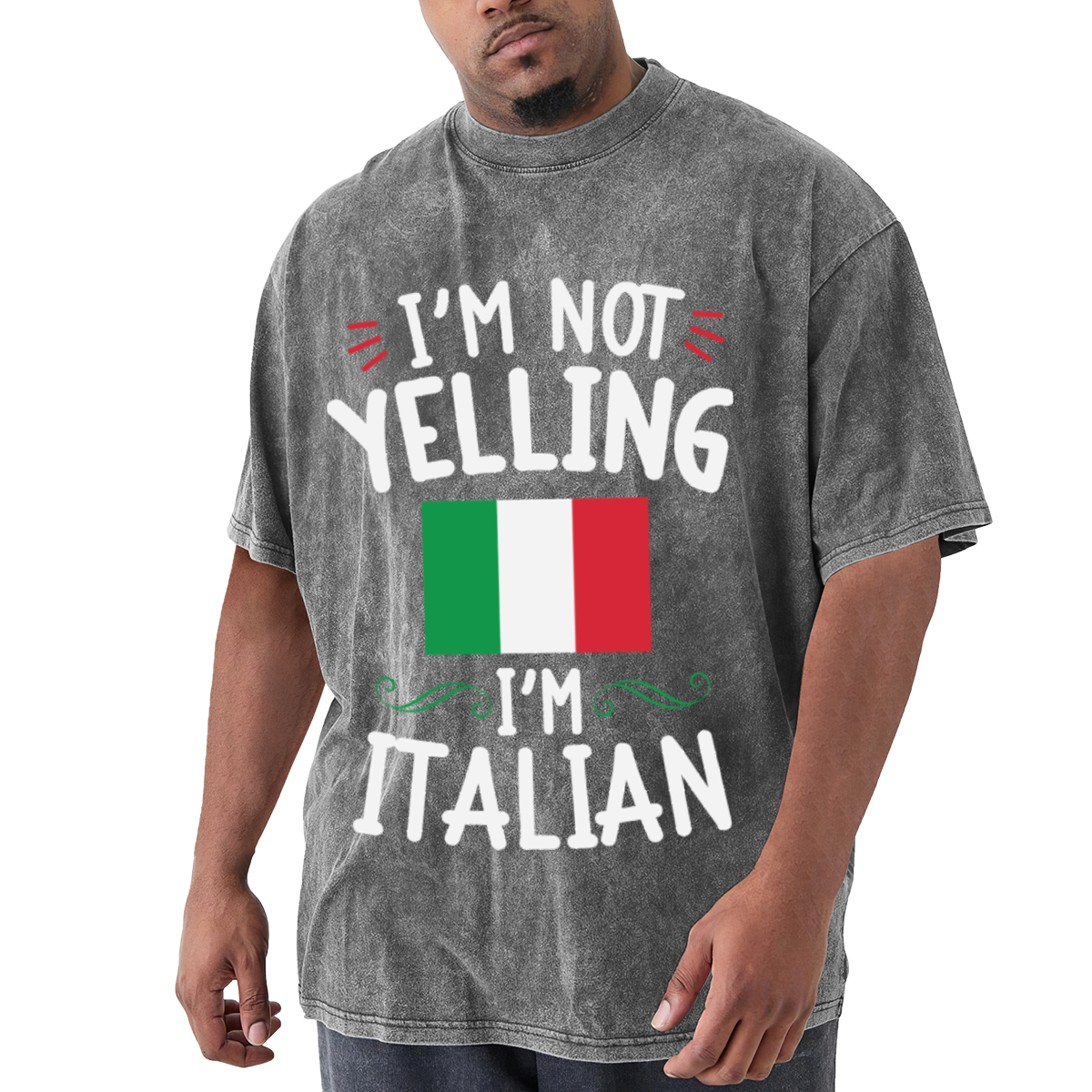 I'm Not Yelling I'm Italian Italy Flag Funny Vintage T-Shirt