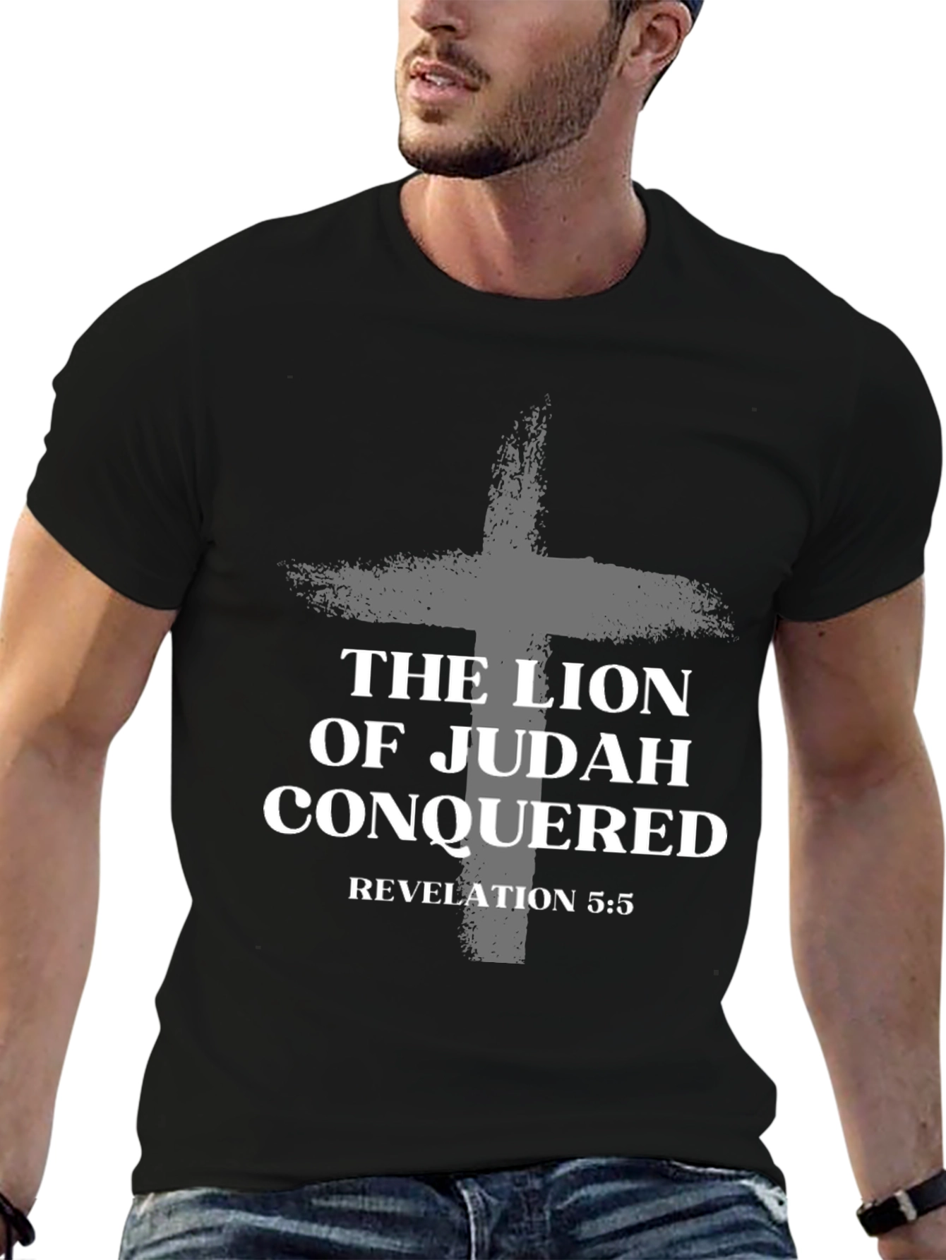 Lion of Judah Conquered Black T-Shirt Revelation 5:5