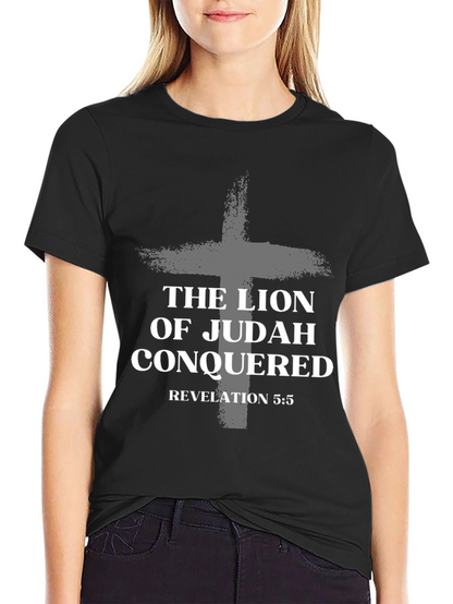 Lion of Judah Conquered Black T-Shirt Revelation 5:5