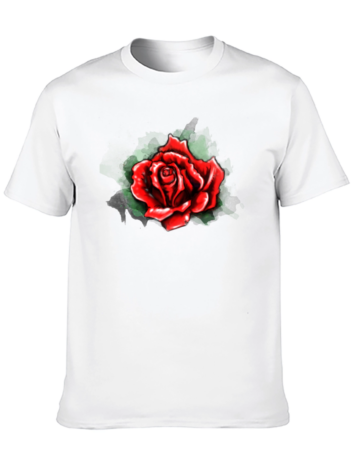 Red Rose Graphic Print Black T-Shirt