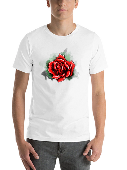 Red Rose Graphic Print Black T-Shirt