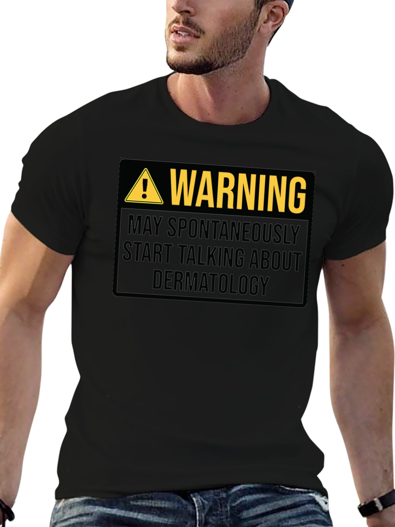 Warning Dermatology Black Graphic T-Shirt