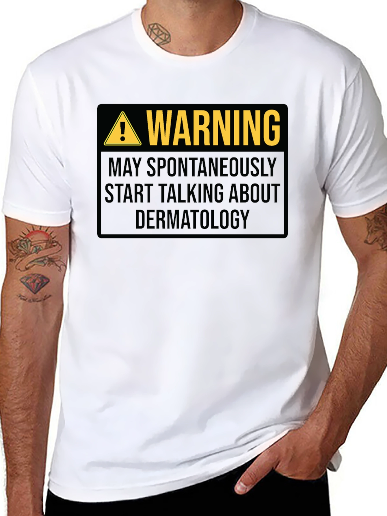 Warning Dermatology Black Graphic T-Shirt